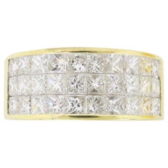 Invisible Set 3.05 Carat Princess Cut Diamond Band in 18 Karat Yellow Gold