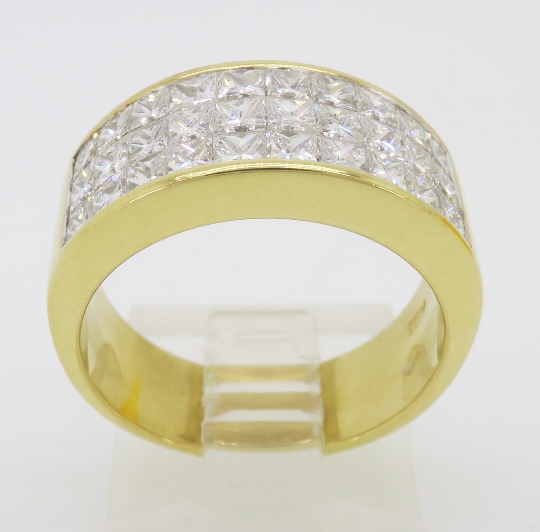 Invisible Set 3.05 Carat Princess Cut Diamond Band in 18 Karat Yellow Gold 13