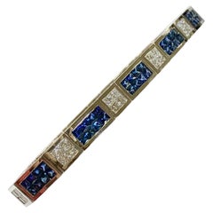 Invisible Set 6.50 Carat Sapphire and Diamond Bracelet