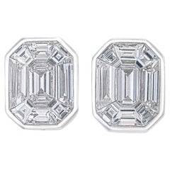 Invisible set Basel set Piecut diamond stud Earrings