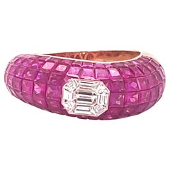Bague en rubis de Birmanie et diamants sertis à l'invisible