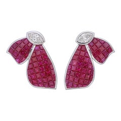 Invisible set butterfly Ruby earrings
