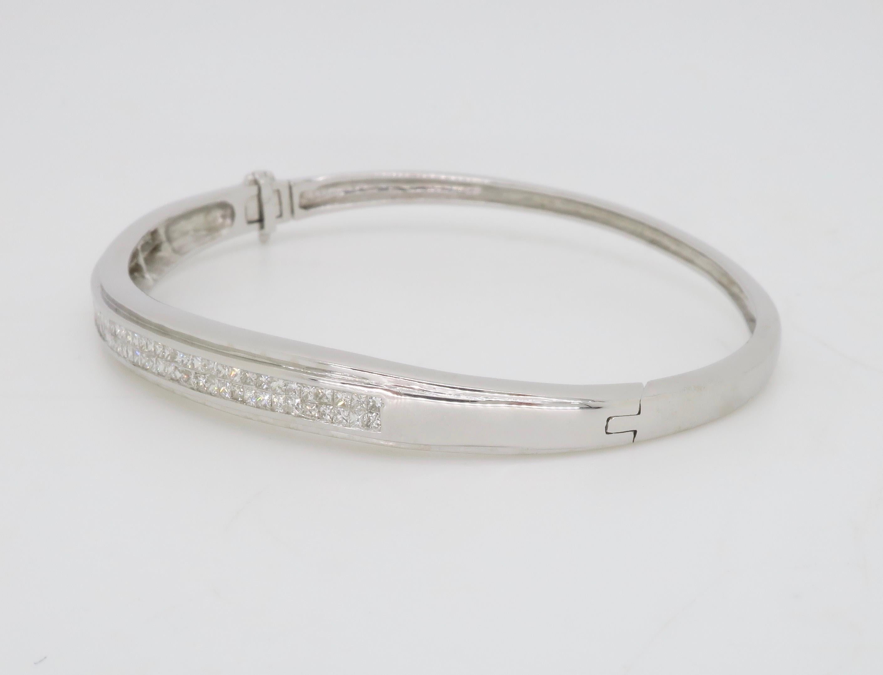 Women's or Men's Invisible Set Diamond Bangle Bracelet