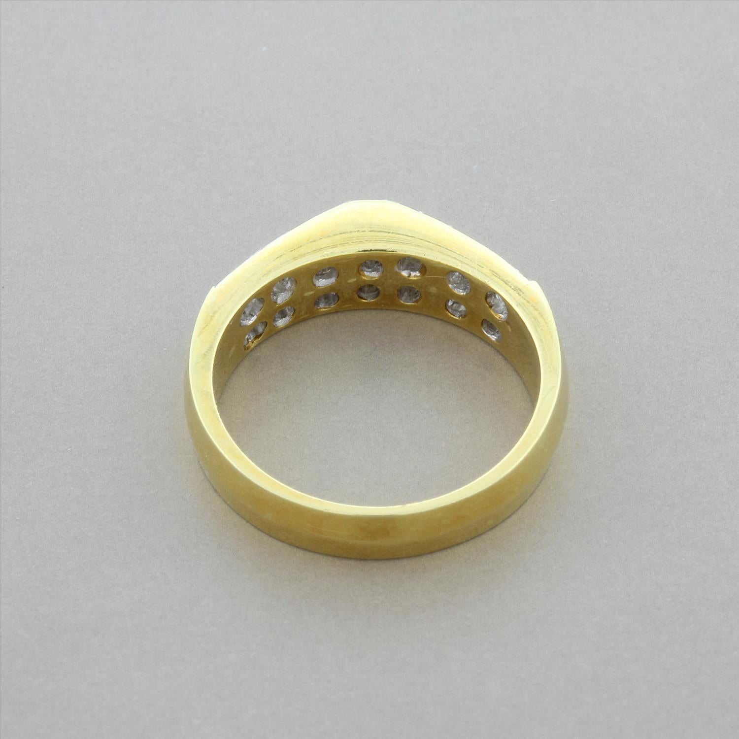 Women's or Men's Invisible Set Diamond Gold Ring For Sale