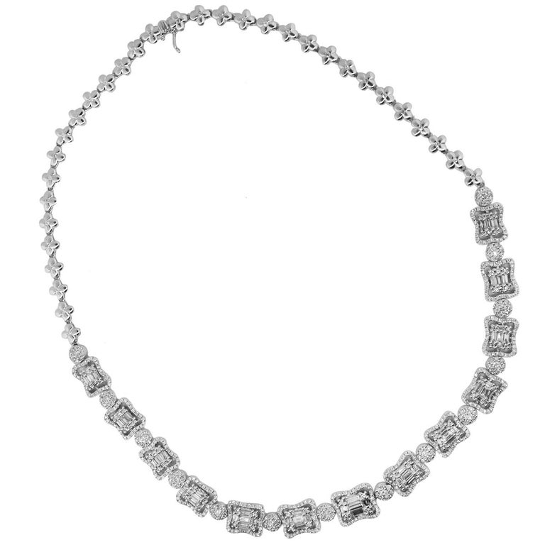 Invisible Set Diamond Necklace For Sale at 1stDibs