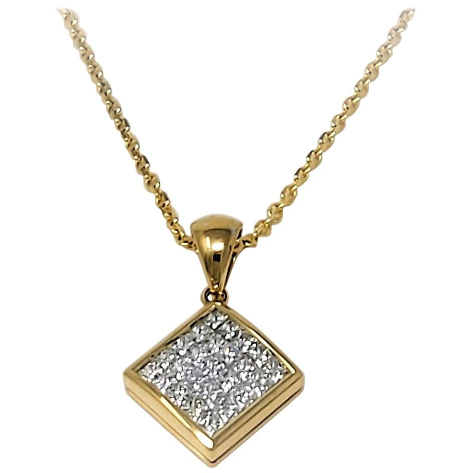 Invisible Set Diamond Necklace For Sale