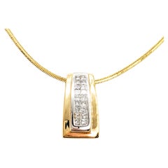 Unsichtbarer Diamant-Anhänger mit 20" Schlangenkette aus Gelbgold