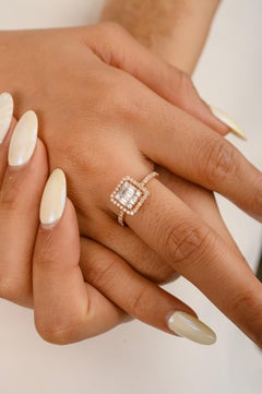 Invisible Set Halo Brilliant Diamond Engagement Ring in 18kt Solid Yellow Gold