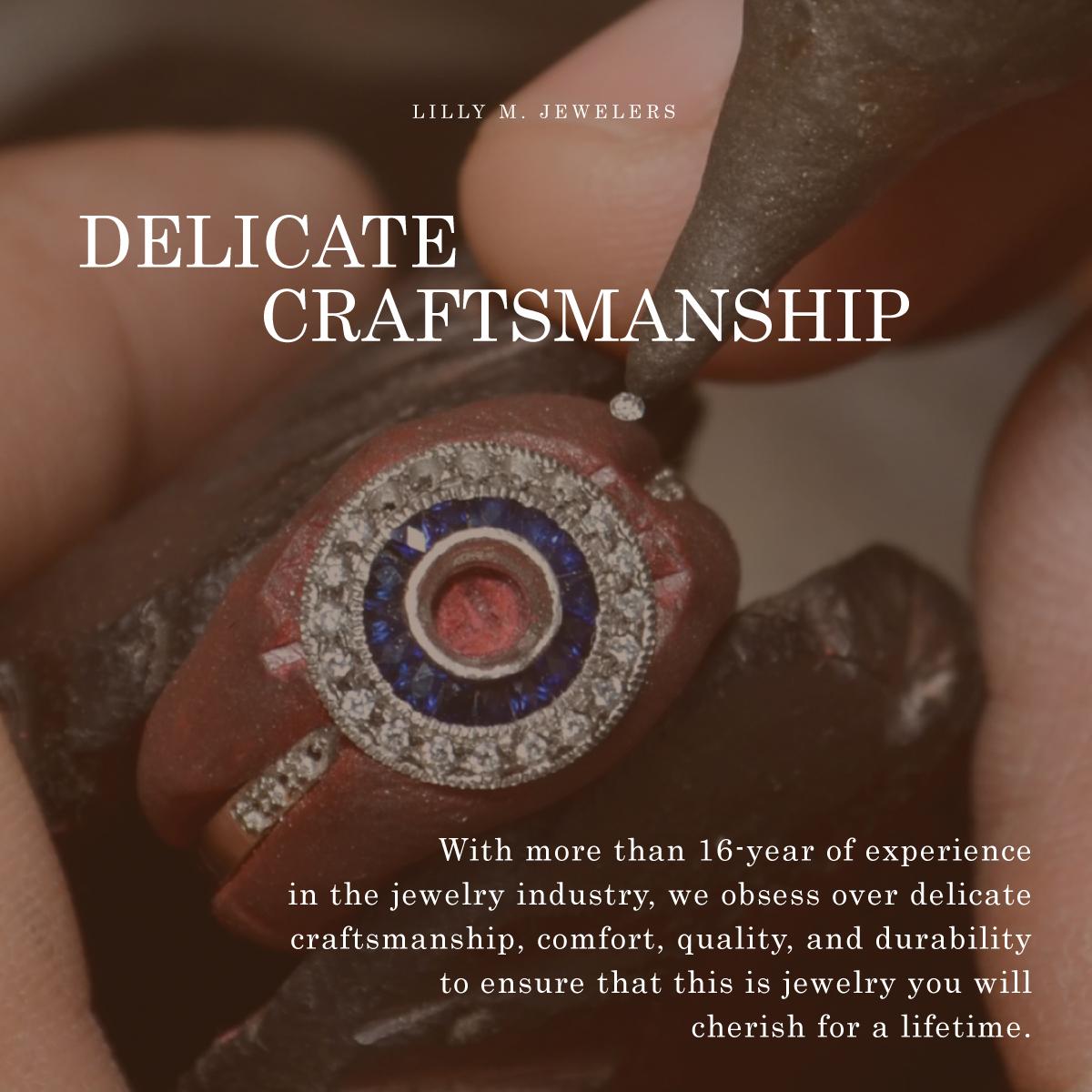 Invisible Set Pink Sapphire Diamond Art Deco Style Ring in 18K White Gold en venta 9