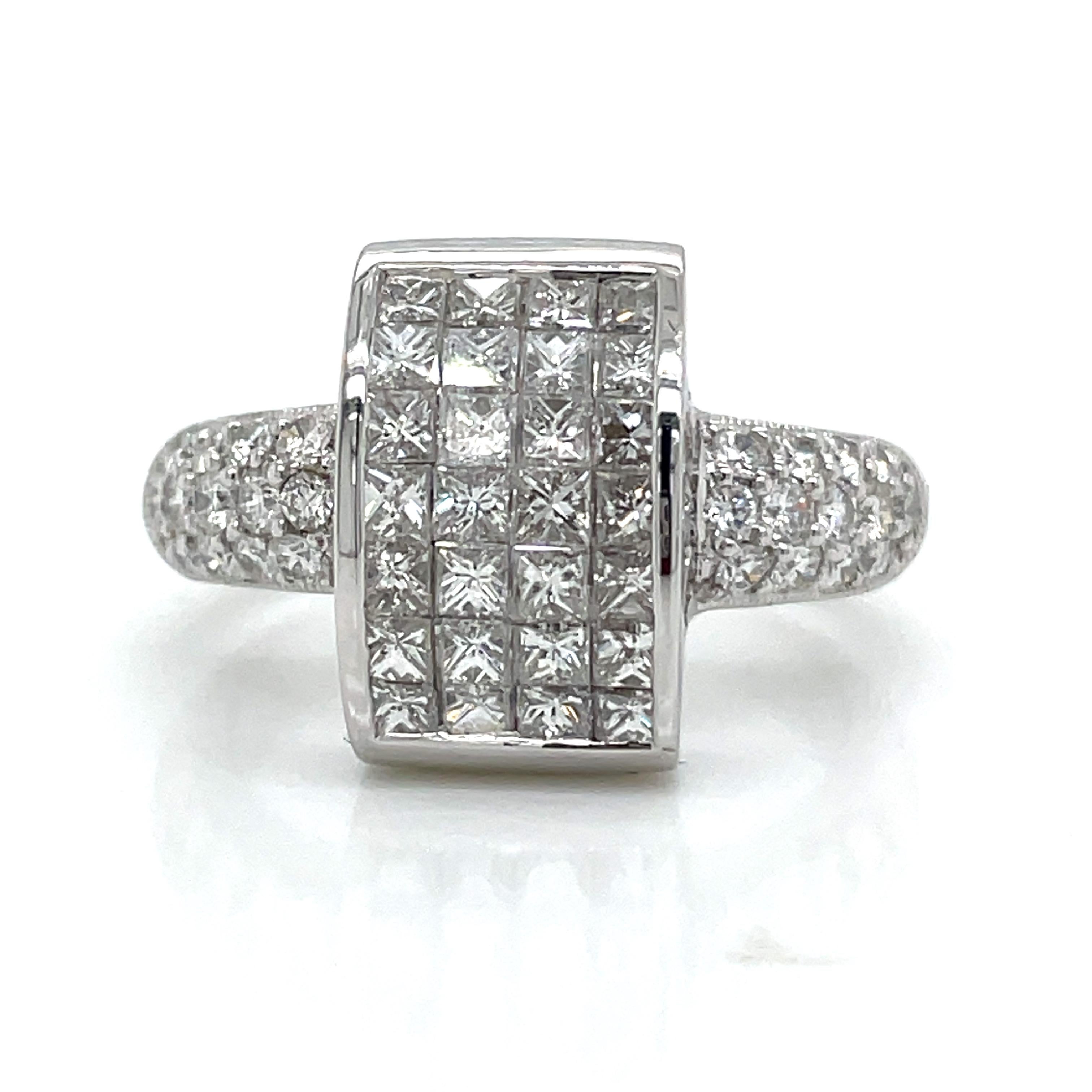 Unsichtbar gefasster Diamant-Verlobungsring mit Prinzessinnenschliff aus 18 Karat Gold im Angebot 2