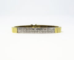 Invisible Set Princess Cut Diamond Line Bracelet with Two-Tone 18 Karat Gold