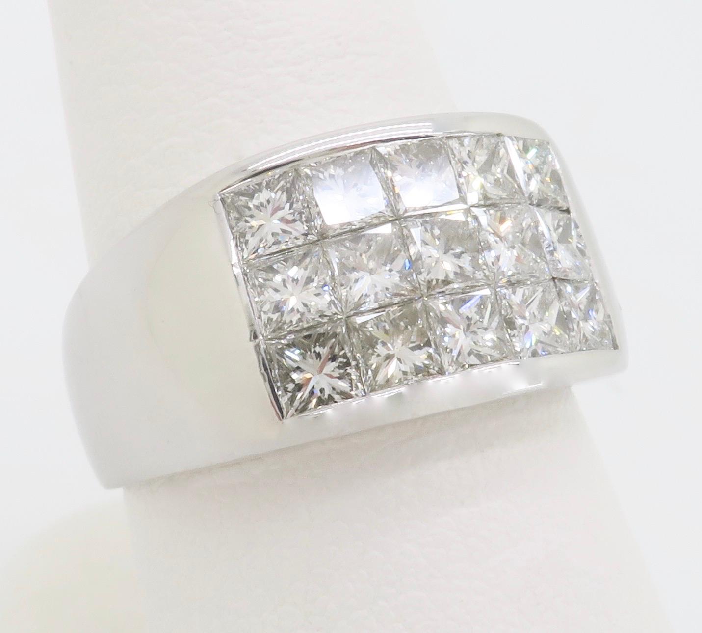 princess cut invisible set diamond rings