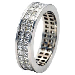 Invisible-Set Princess-Cut Diamond White Gold Wedding Ring
