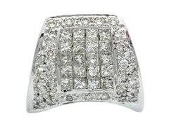 Invisible Set Round & Princess Diamond Contemporary Cocktail Ring 18 Karat Gold