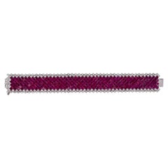 Invisible-Set Ruby and Diamond Bracelet