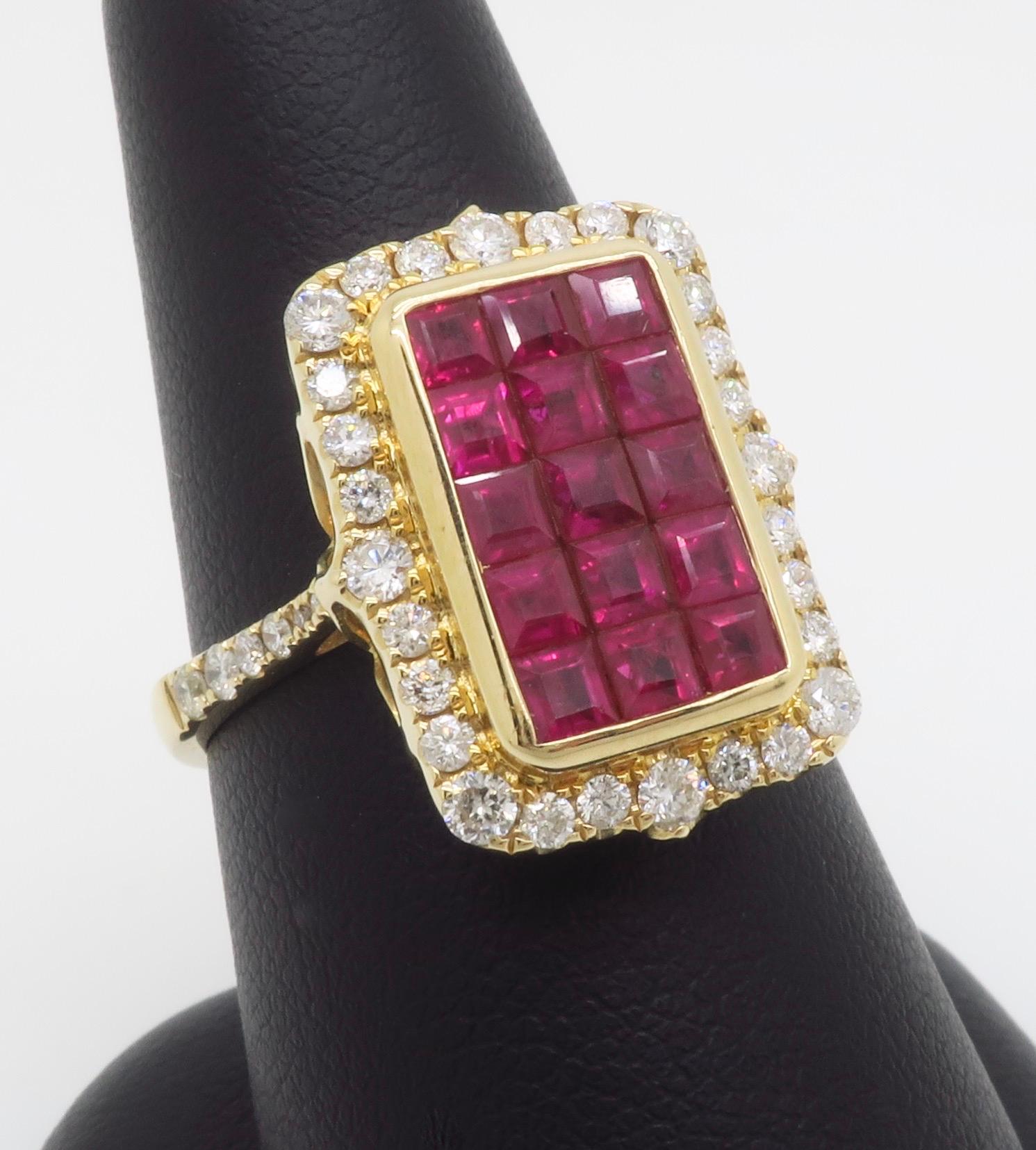 Invisible Set Ruby & Diamond Cocktail Ring en vente 5