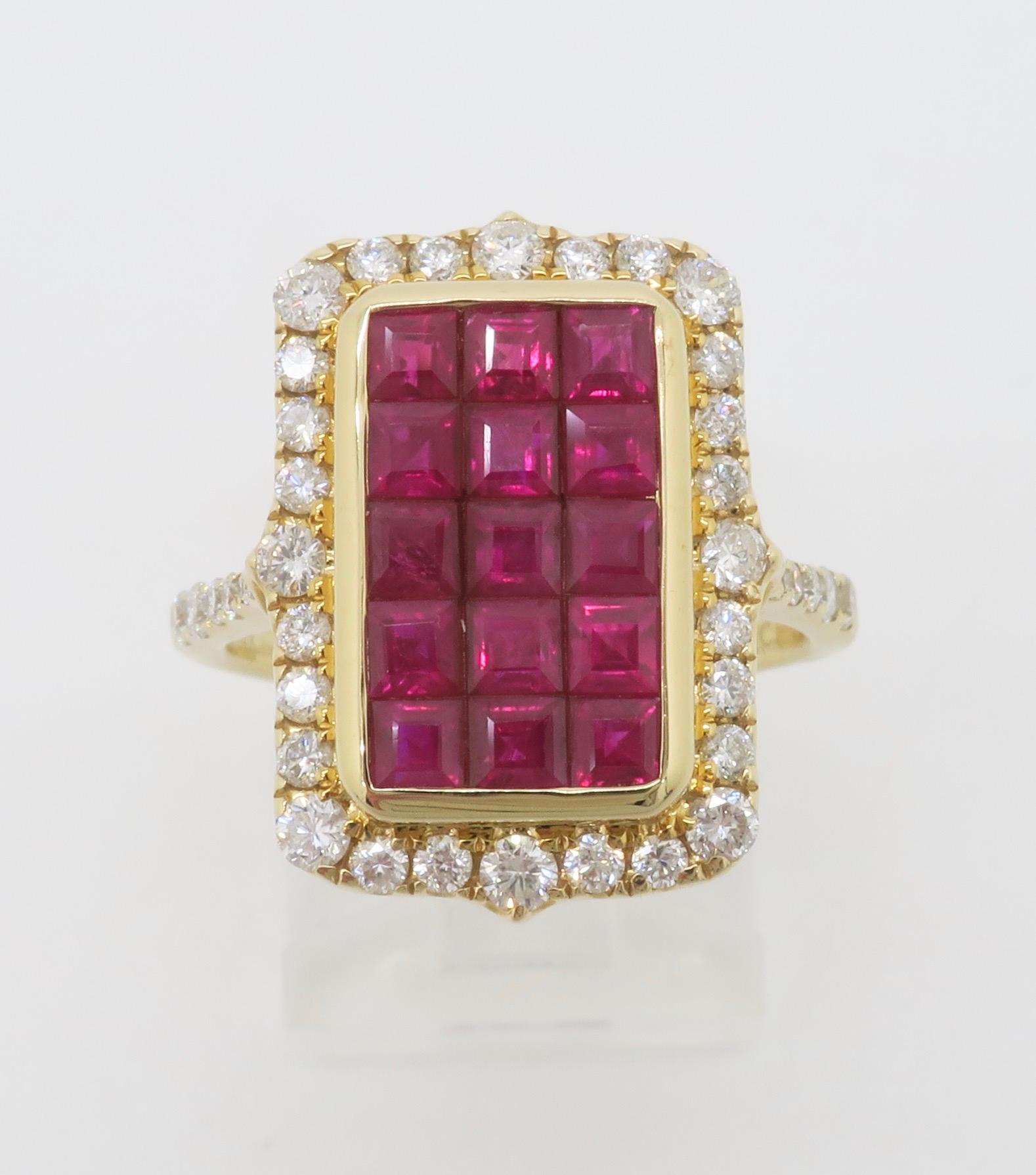 Invisible Set Ruby & Diamond Cocktail Ring en vente 7