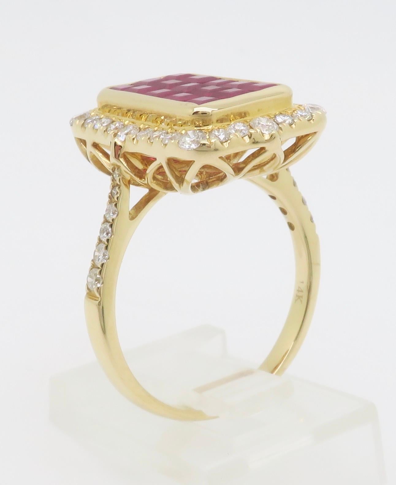Invisible Set Ruby & Diamond Cocktail Ring en vente 10