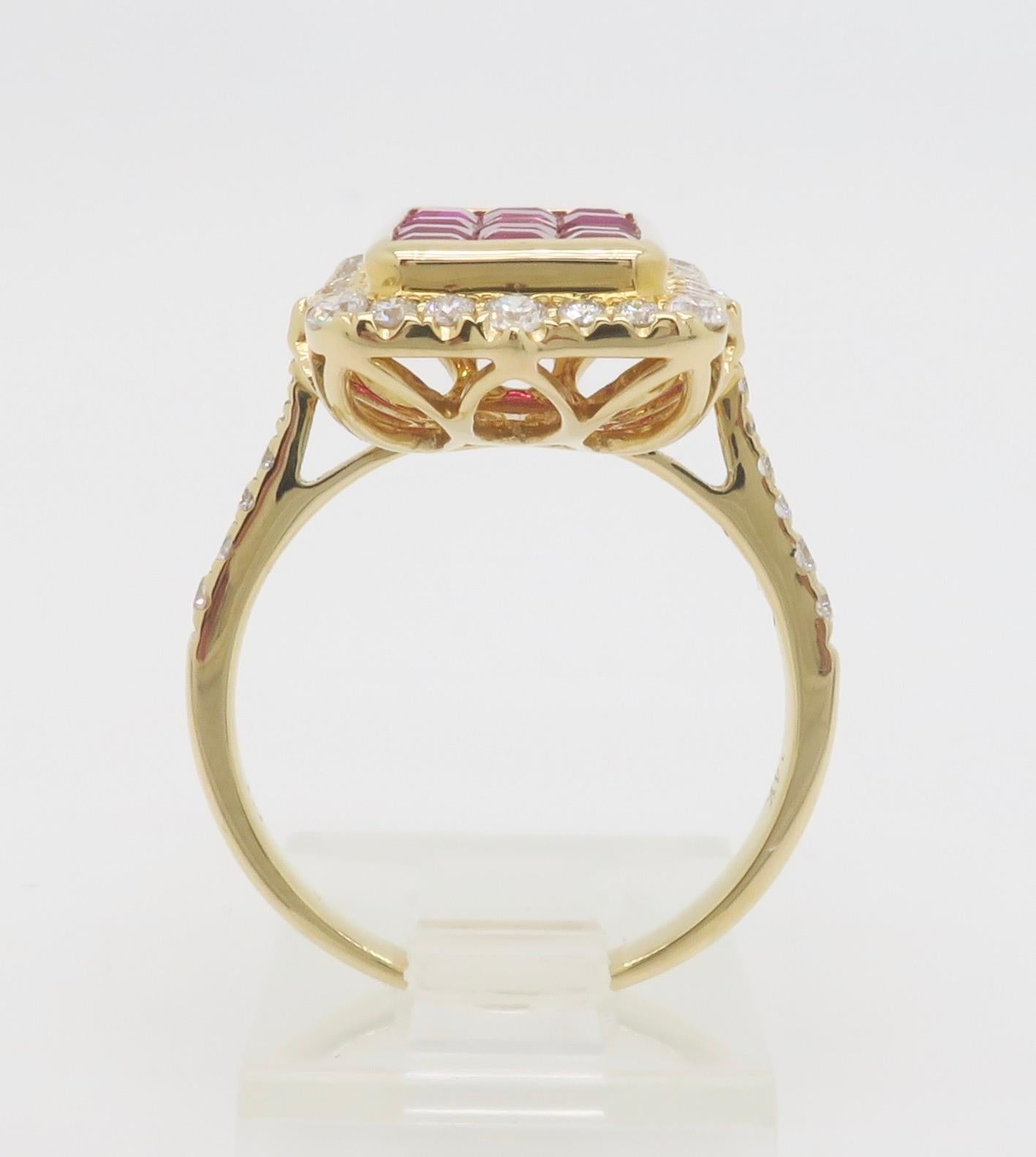 Invisible Set Ruby & Diamond Cocktail Ring en vente 11