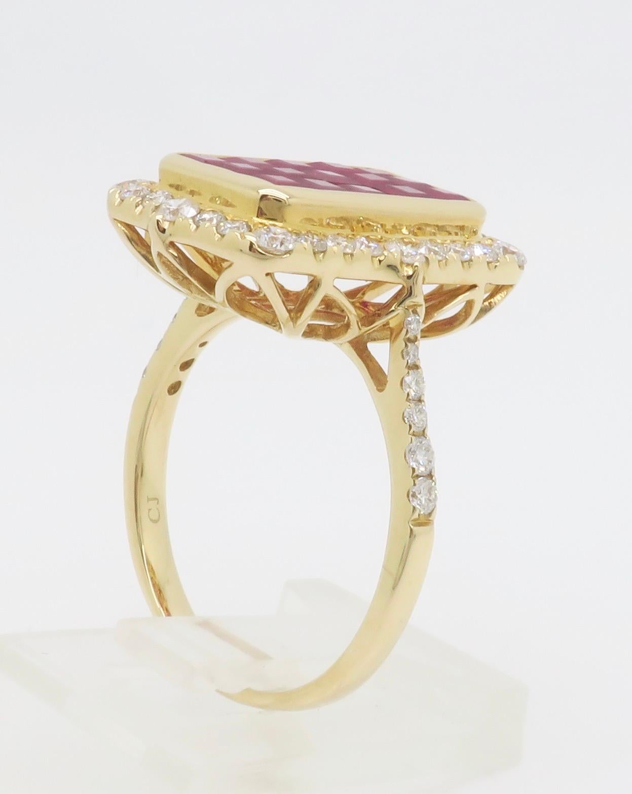 Invisible Set Ruby & Diamond Cocktail Ring en vente 12