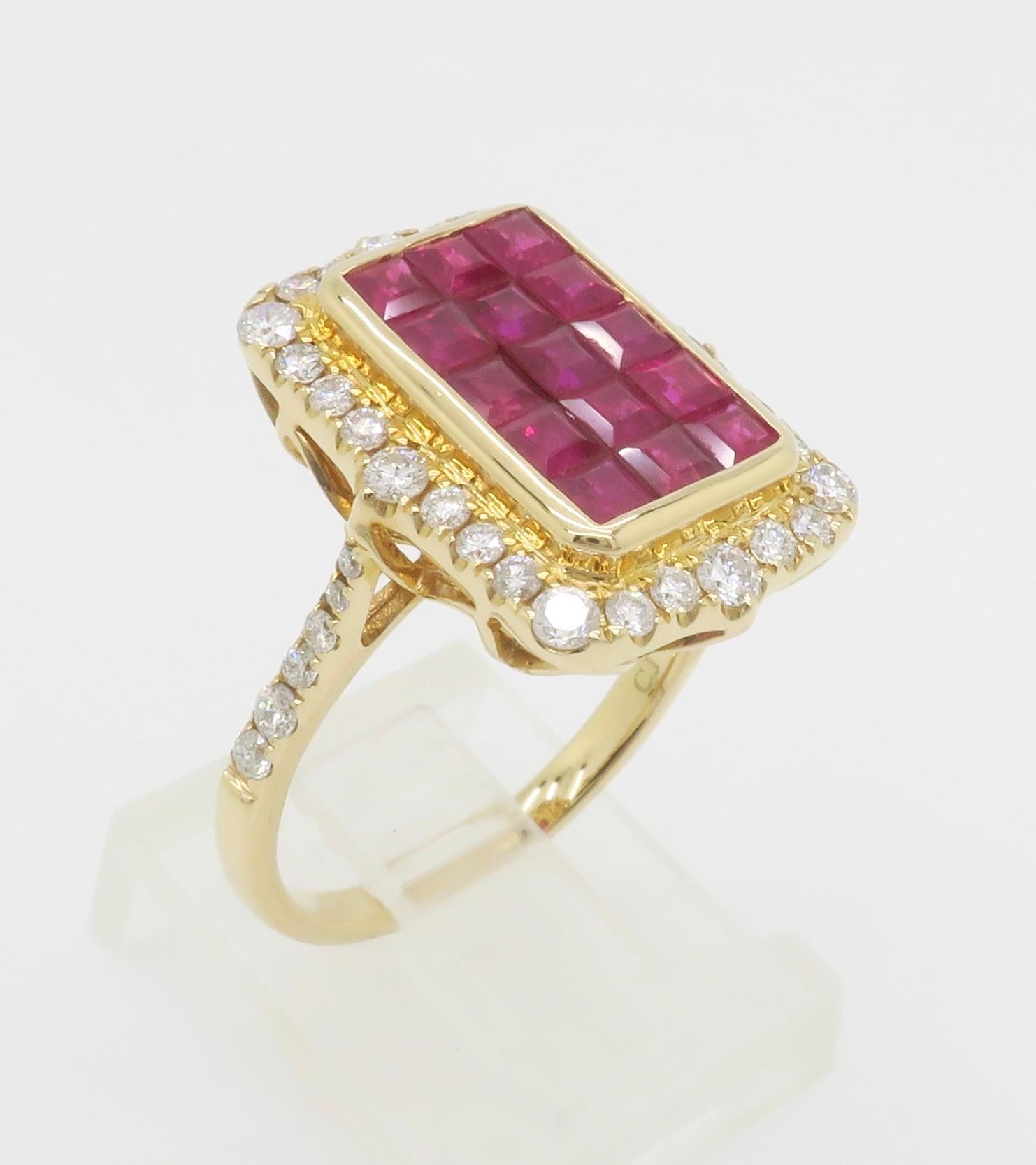 Invisible Set Ruby & Diamond Cocktail Ring en vente 13