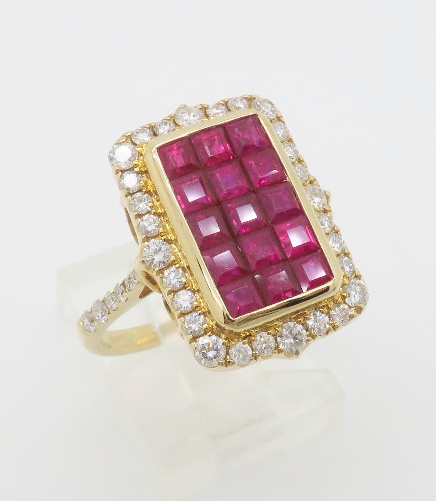 Invisible Set Ruby & Diamond Cocktail Ring en vente 14