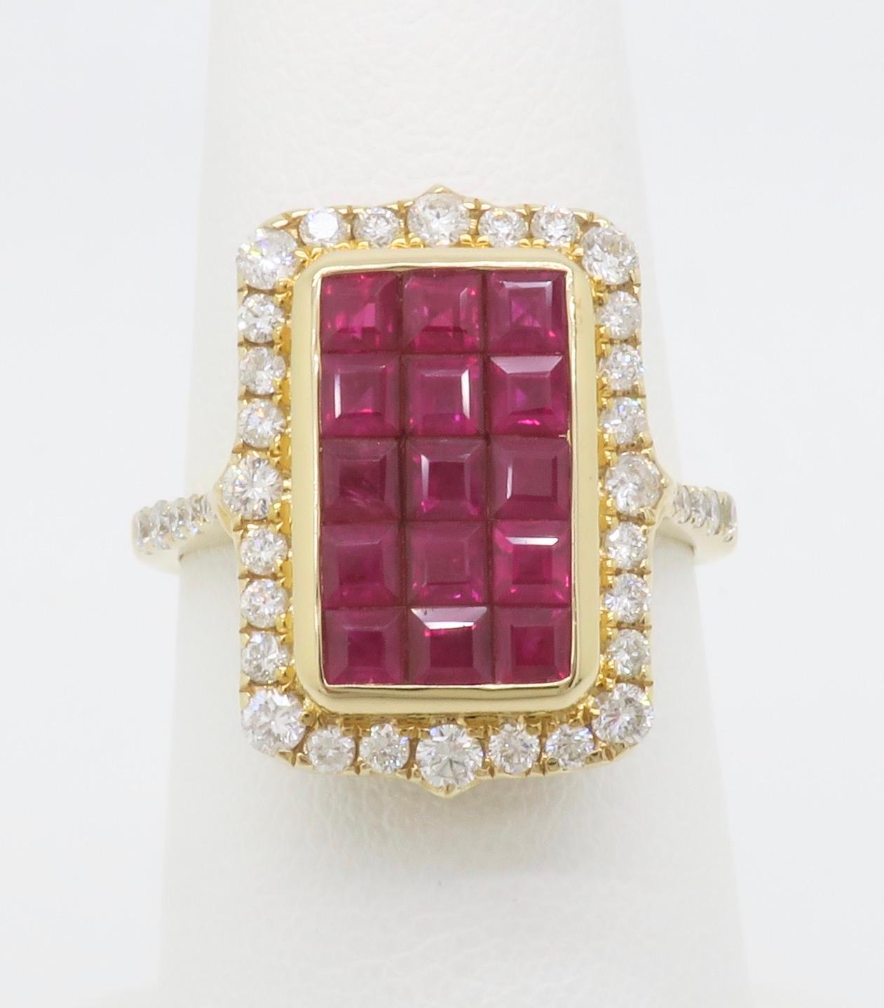 Invisible Set Ruby & Diamond Cocktail Ring en vente 15