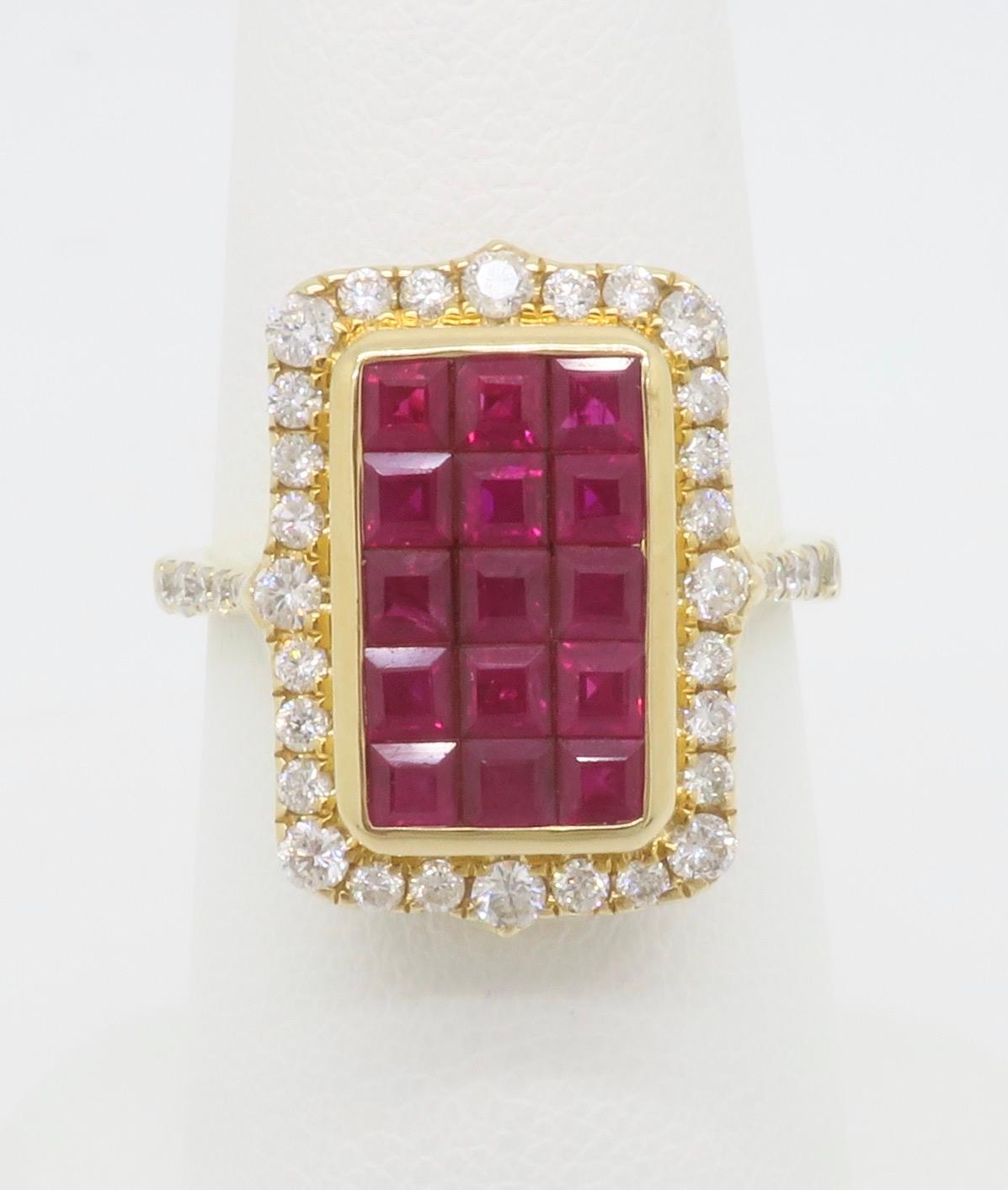 Invisible Set Ruby & Diamond Cocktail Ring Neuf - En vente à Webster, NY
