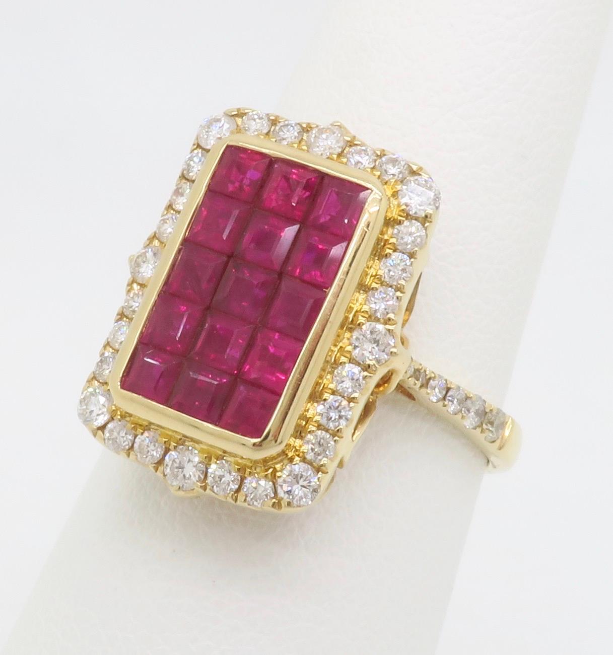 Invisible Set Ruby & Diamond Cocktail Ring Unisexe en vente