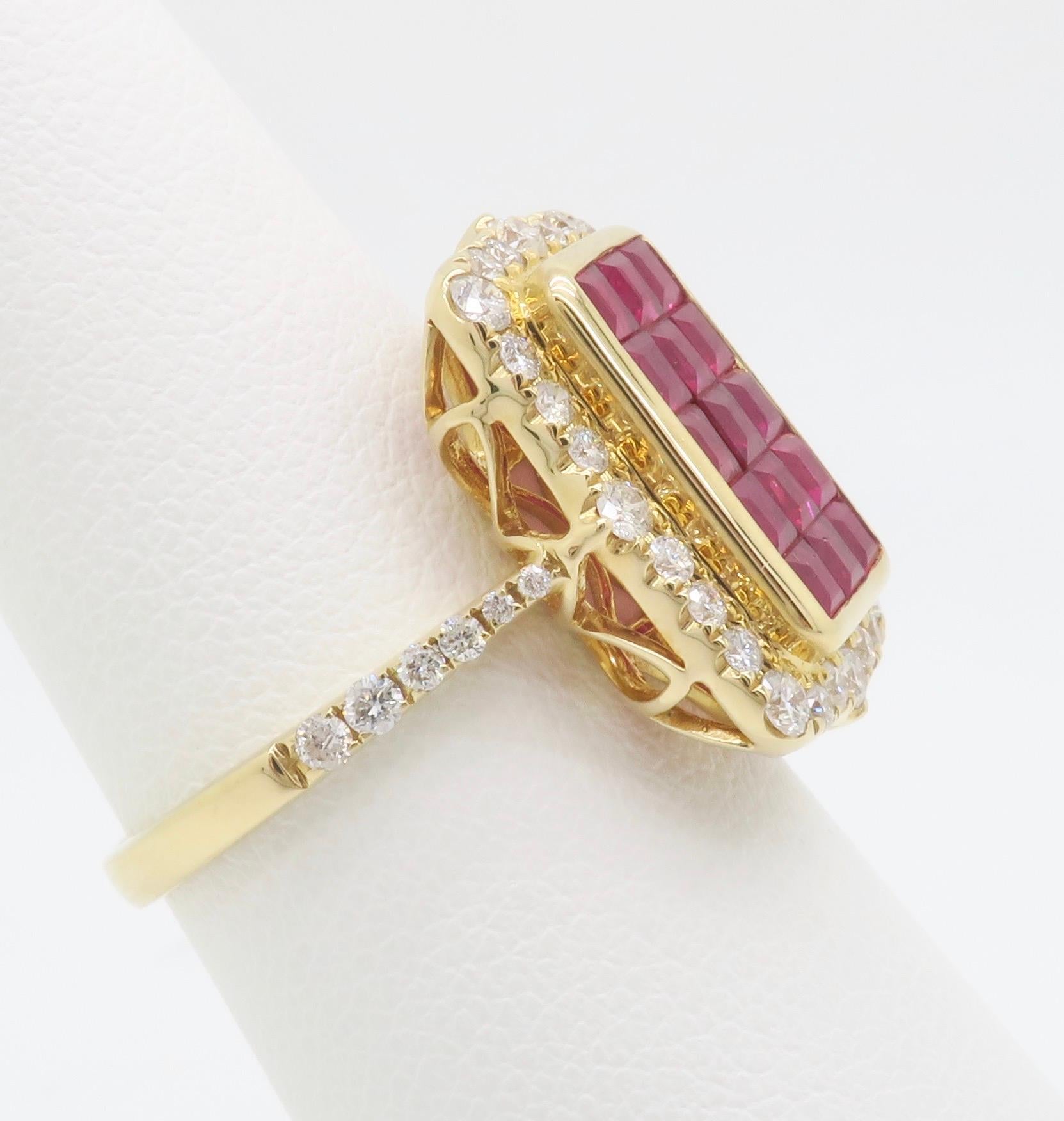 Invisible Set Ruby & Diamond Cocktail Ring en vente 2