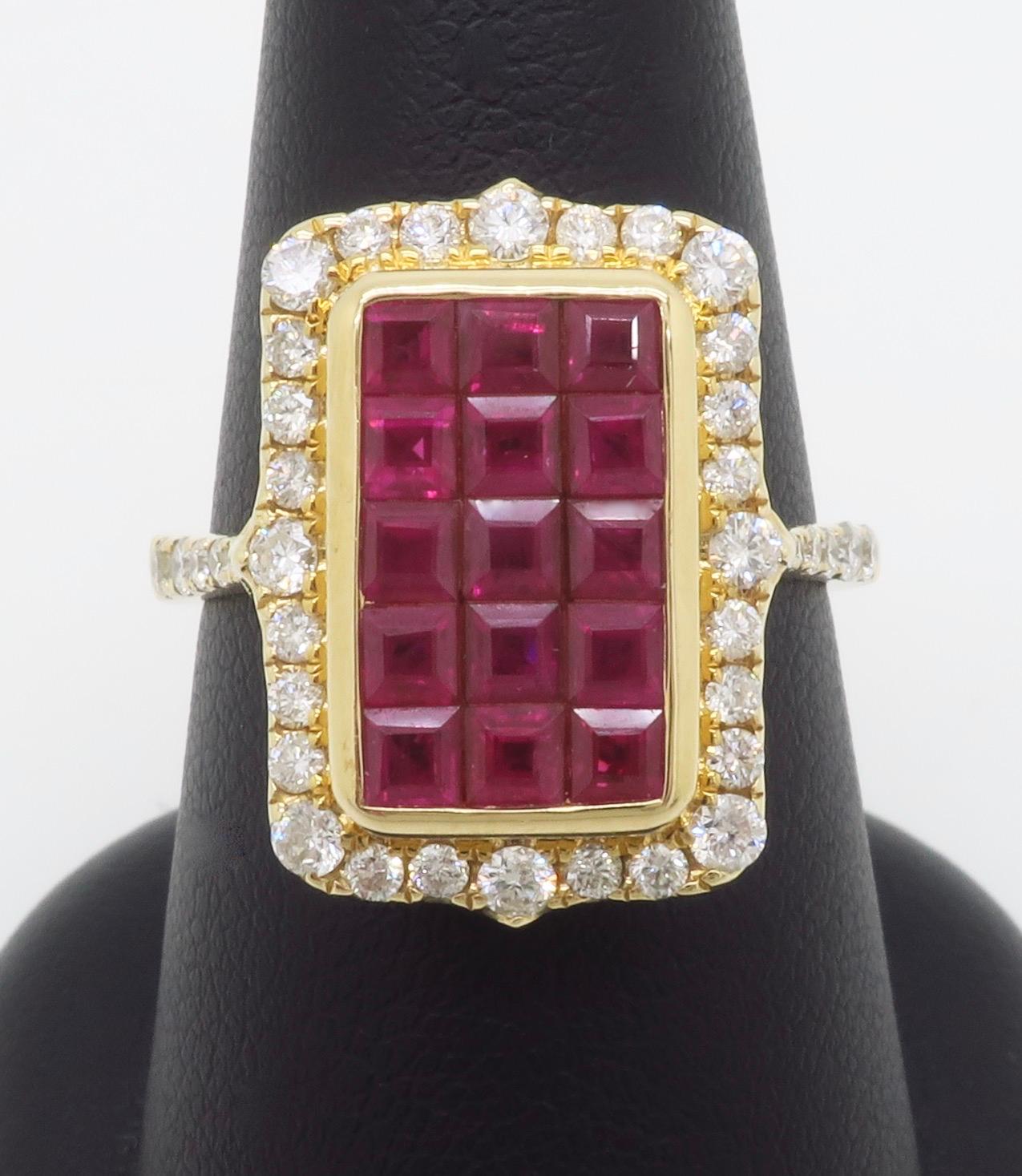 Invisible Set Ruby & Diamond Cocktail Ring en vente 3