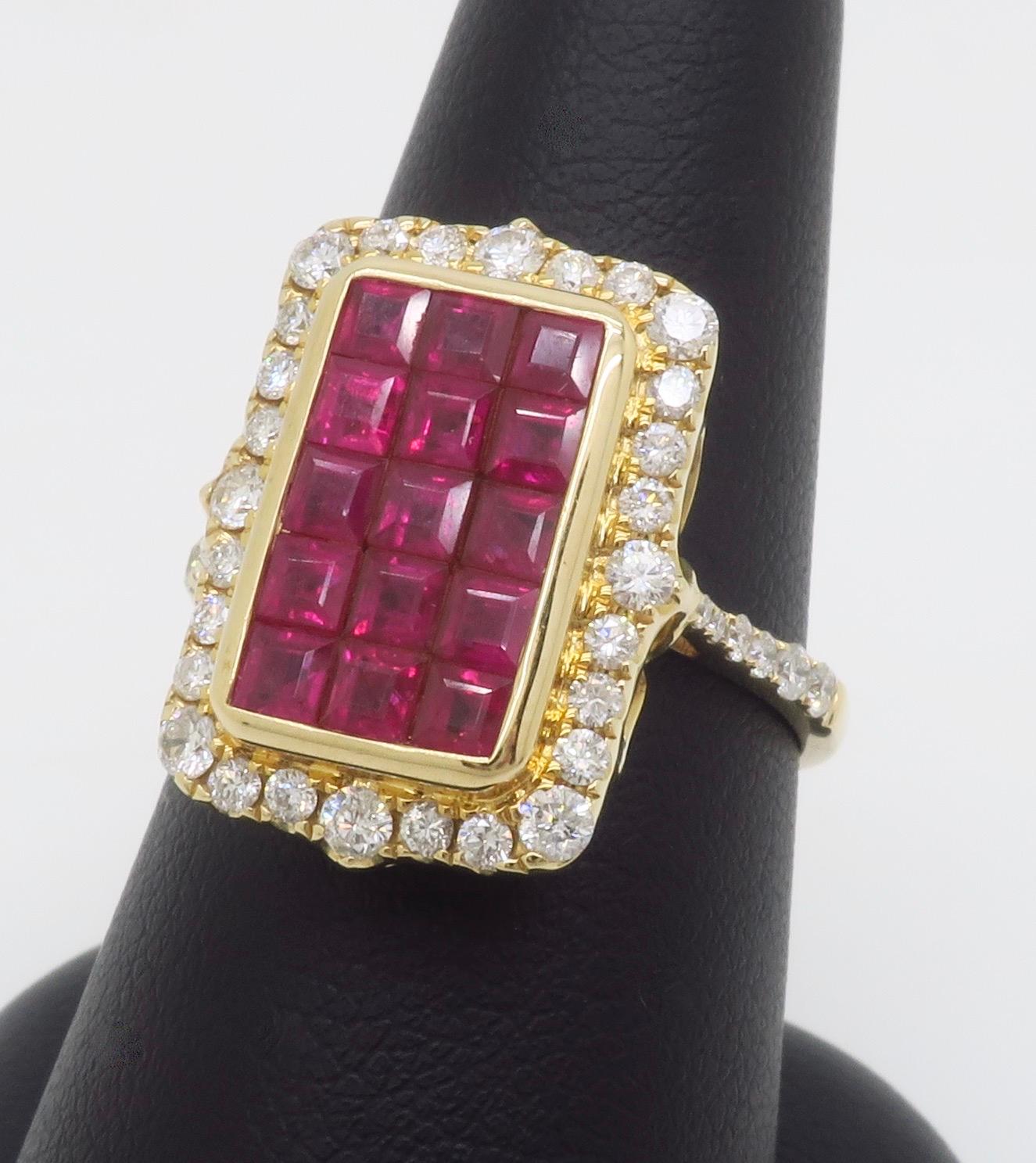 Invisible Set Ruby & Diamond Cocktail Ring en vente 4