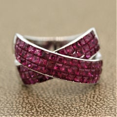 Invisible Set Ruby Gold Crossover Ring