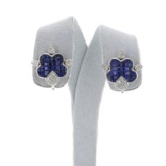 Invisible Set Sapphire and Diamond Earrings, 18k