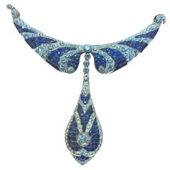 Invisible Set Sapphire and Diamond Necklace