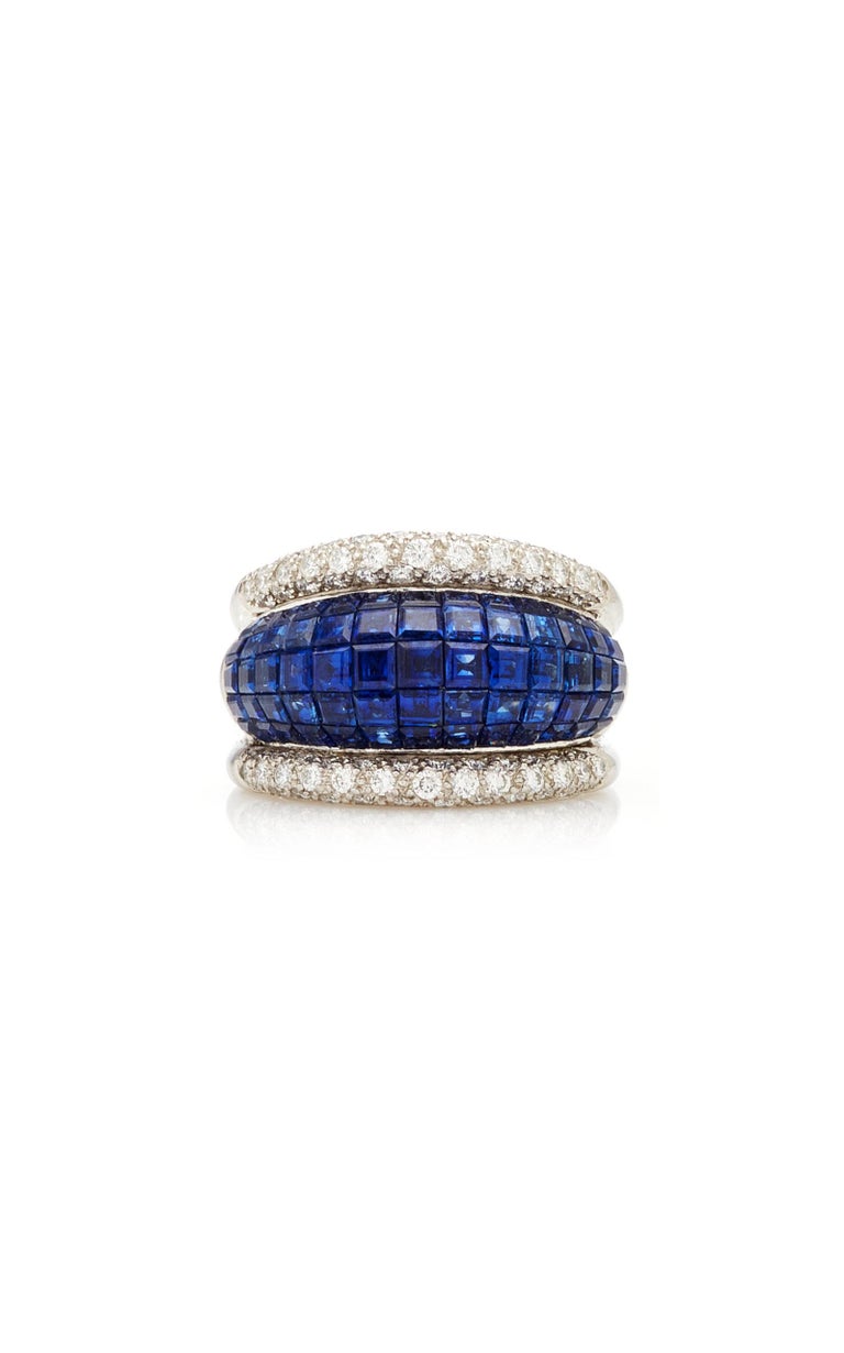 Invisible Set Sapphire and Diamond Ring at 1stDibs