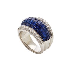 Invisible Set Sapphire and Diamond Ring