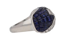Invisible set sapphire and diamond ring, French, circa 1940