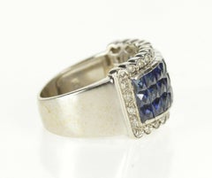 Invisible Set Sapphire Diamond White Gold Band Ring