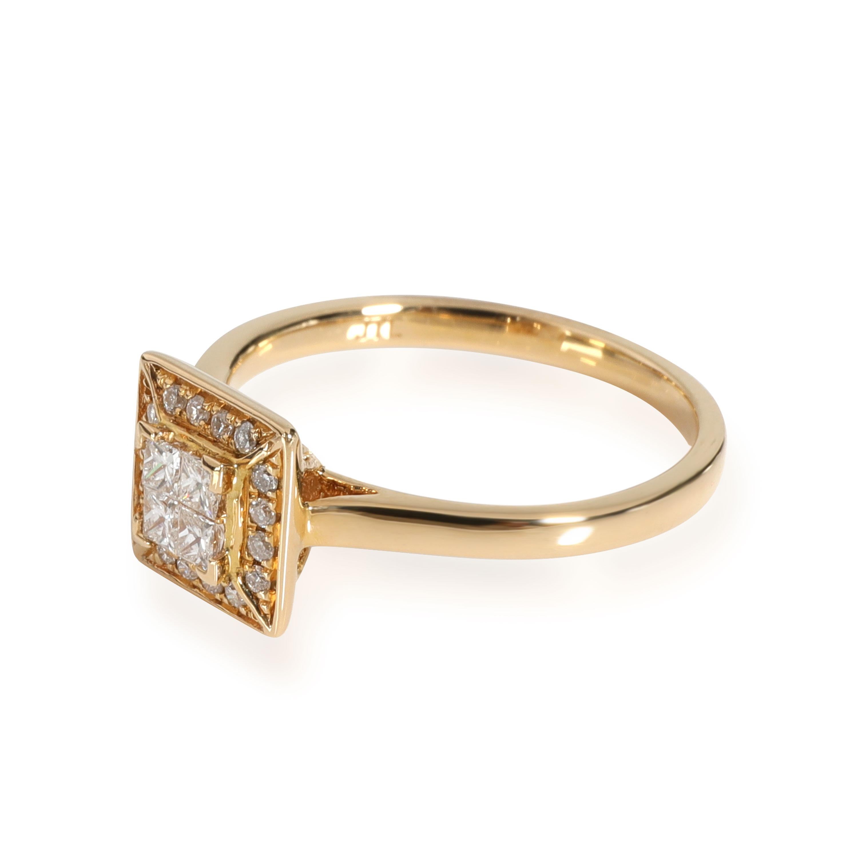 Anello con diamante quadrato incastonato invisibile in oro giallo 18 carati 0,24 CTW In condizioni Nuovo a New York, NY