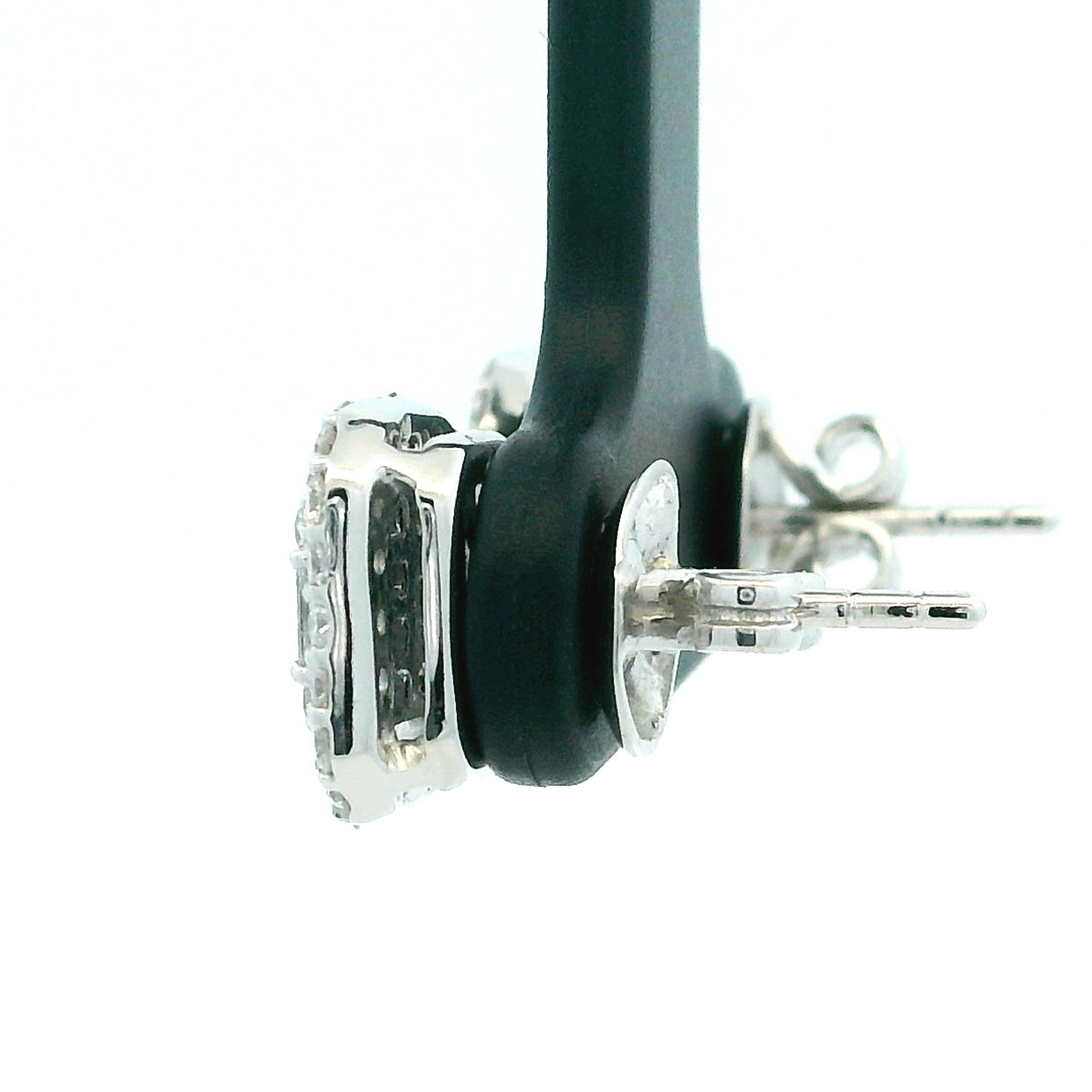 Boucles d'oreilles en or blanc 18 carats, diamant carré serti invisible, 2,00 carats en vente 7