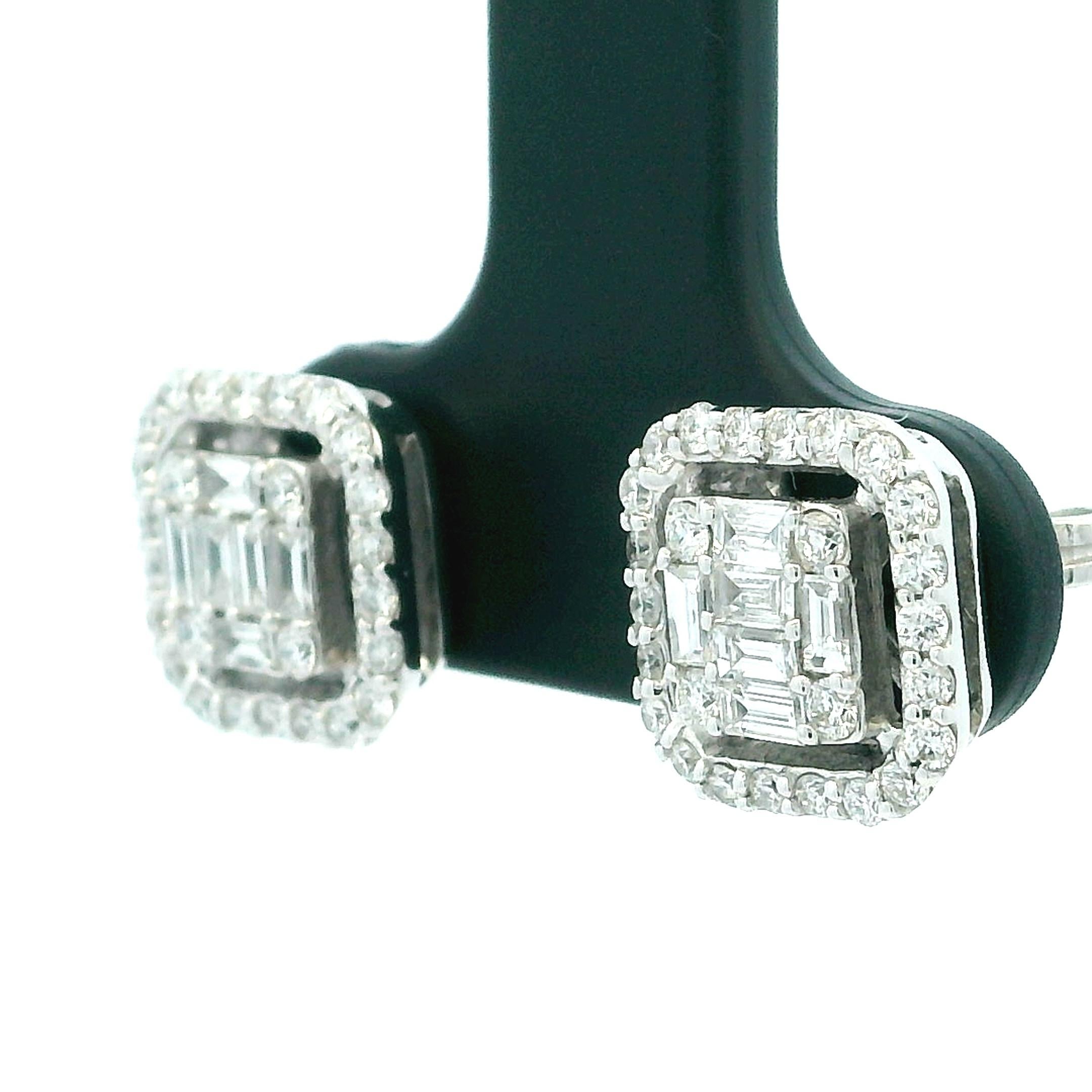Boucles d'oreilles en or blanc 18 carats, diamant carré serti invisible, 2,00 carats en vente 8