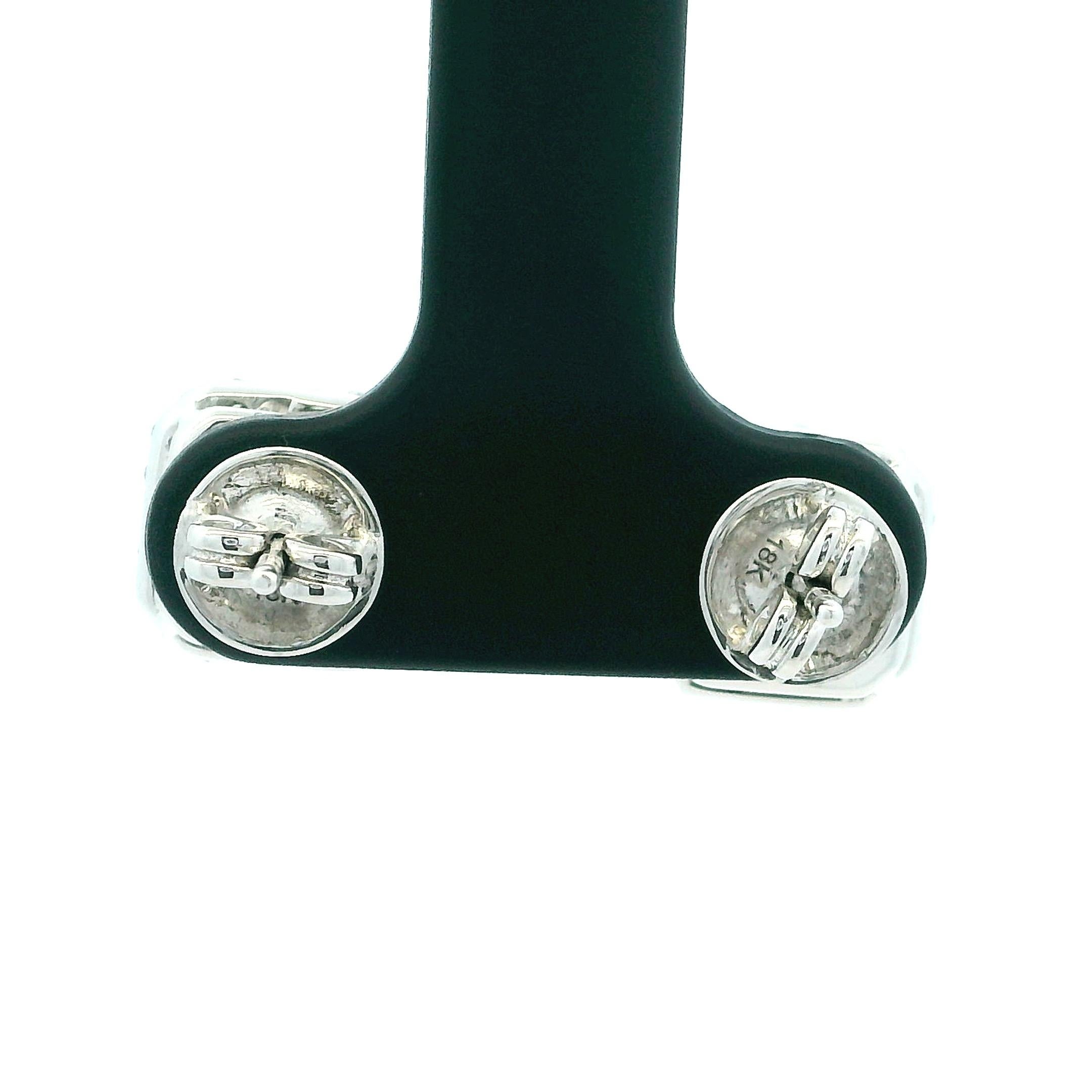 Boucles d'oreilles en or blanc 18 carats, diamant carré serti invisible, 2,00 carats en vente 2