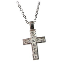 Invisible setting diamond cross pendant 14KT gold 0.75ct