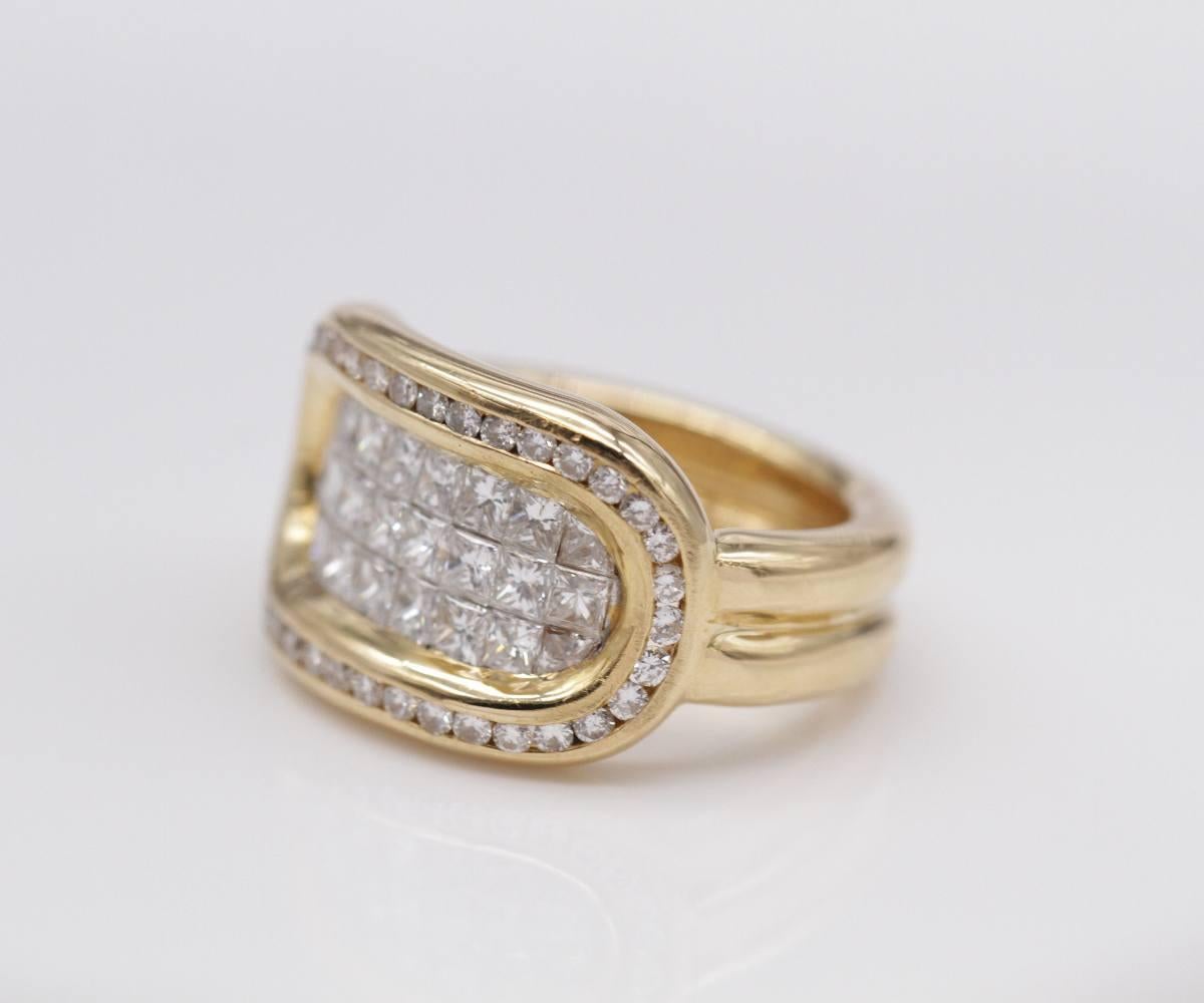 Invisible Setting Diamond Ring in 18K Yellow Gold, 3.60ct, Brand New In New Condition For Sale In Barcelona, CT