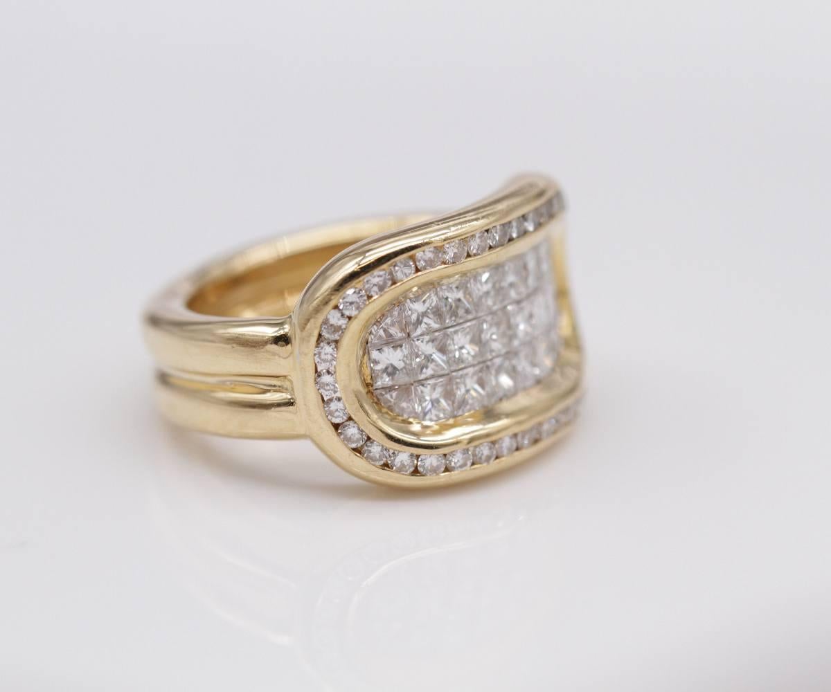 Invisible Setting Diamond Ring in 18K Yellow Gold, 3.60ct, Brand New For Sale 1