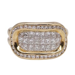 Diamantring mit unsichtbarer Fassung aus 18 Karat Gelbgold, 3,60 Karat, brandneu