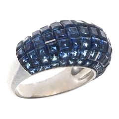 Invisible Setting Gold Sapphire Ring