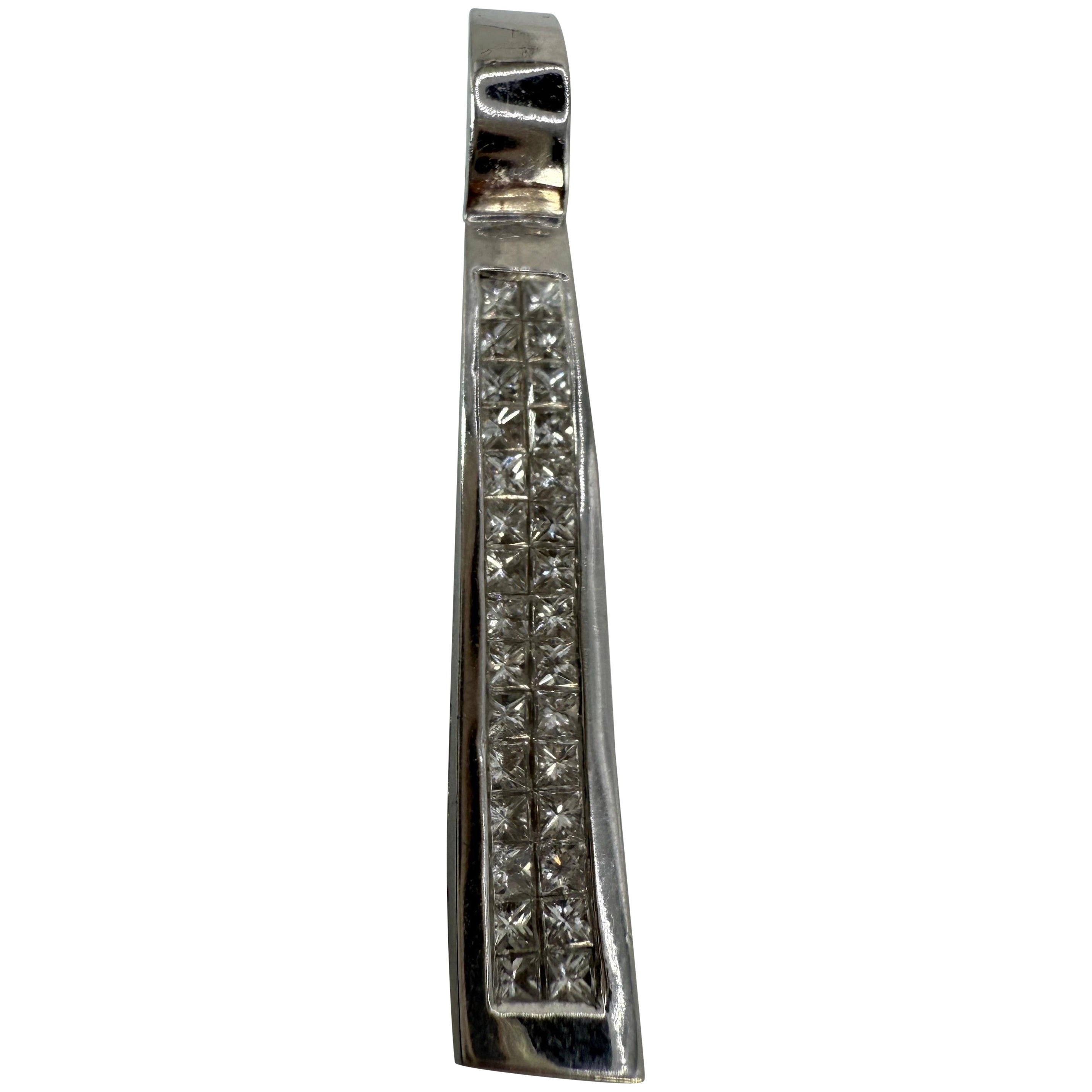 Colgante de engaste invisible 14KT oro blanco 0,50 quilates de diamantes