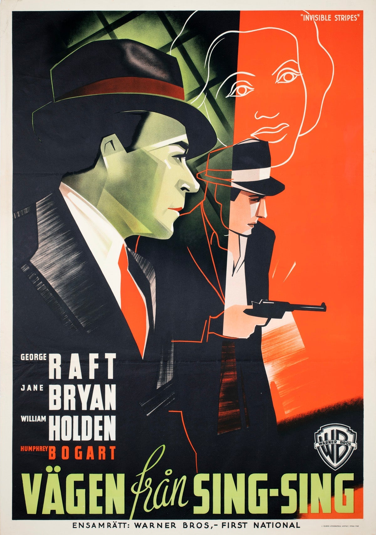 Invisible Stripes 1940 Swedish Film Poster For Sale